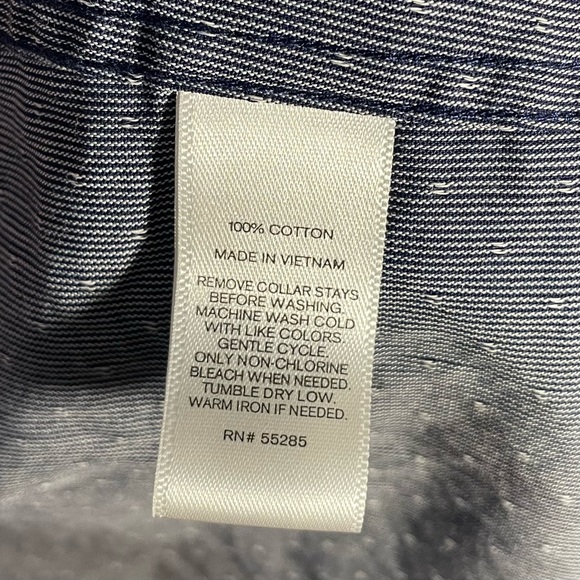 Express Men's Long Sleeve Fitted Shirt Blue Grey Small Print Size XL - Picture 10 of 10